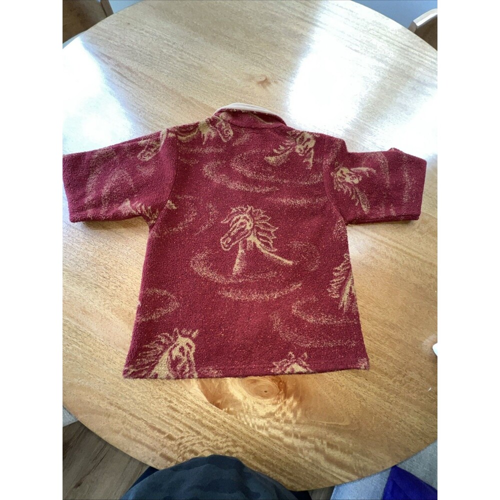 Bear Ridge Outfitters Red Fleece Blanket Jacket Horse Pattern Made In USA Size M - Picture 10 of 10